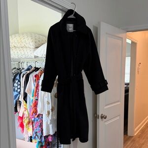 Abercrombie & FitchWomen's Black Long Belted Trench Coat